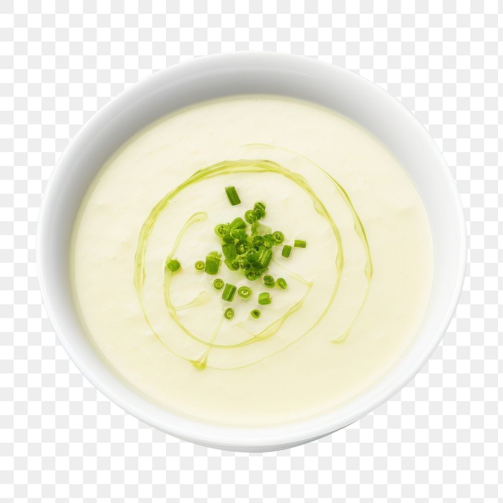 PNG Vichyssoise plate herbs food. 