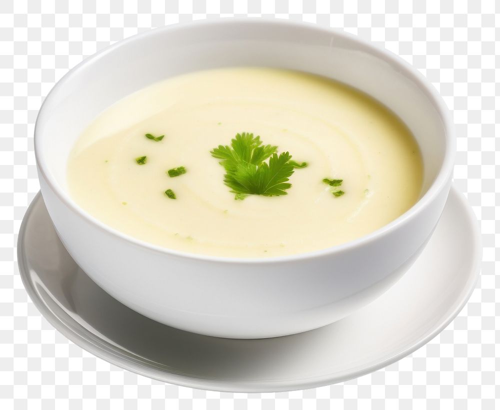 PNG Vichyssoise plate herbs food. AI generated Image by rawpixel.