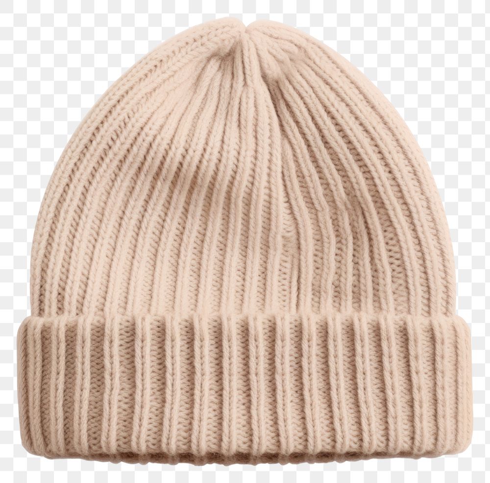 PNG Beige beanie knitted white background headwear. AI generated Image by rawpixel.
