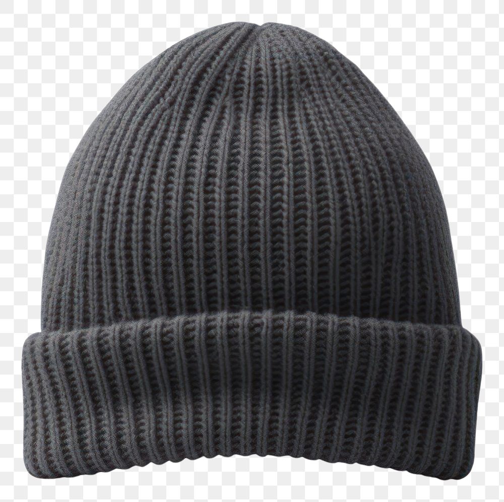 PNG Dark grey beanie knitted white background headwear. AI generated Image by rawpixel.