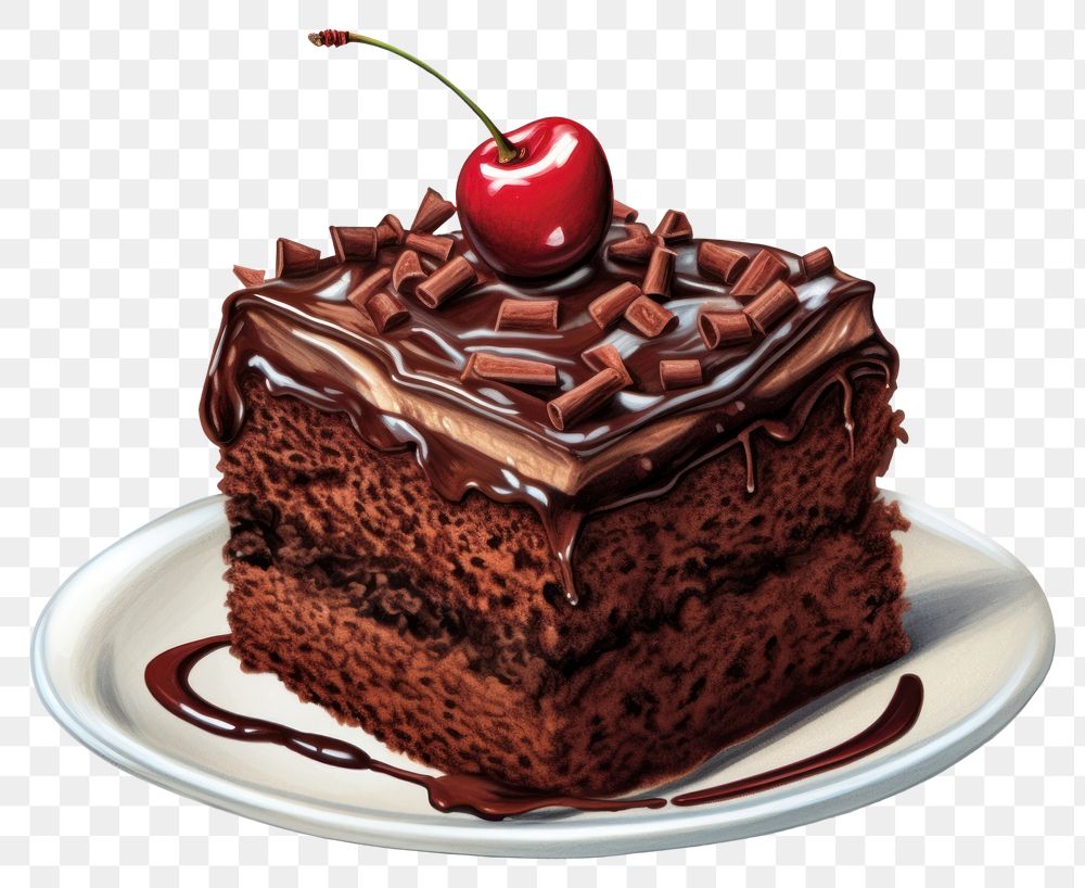 PNG Chocolate cake dessert cherry cream. AI generated Image by rawpixel.