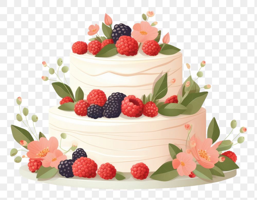 PNG Wedding cake dessert berry fruit. AI generated Image by rawpixel.