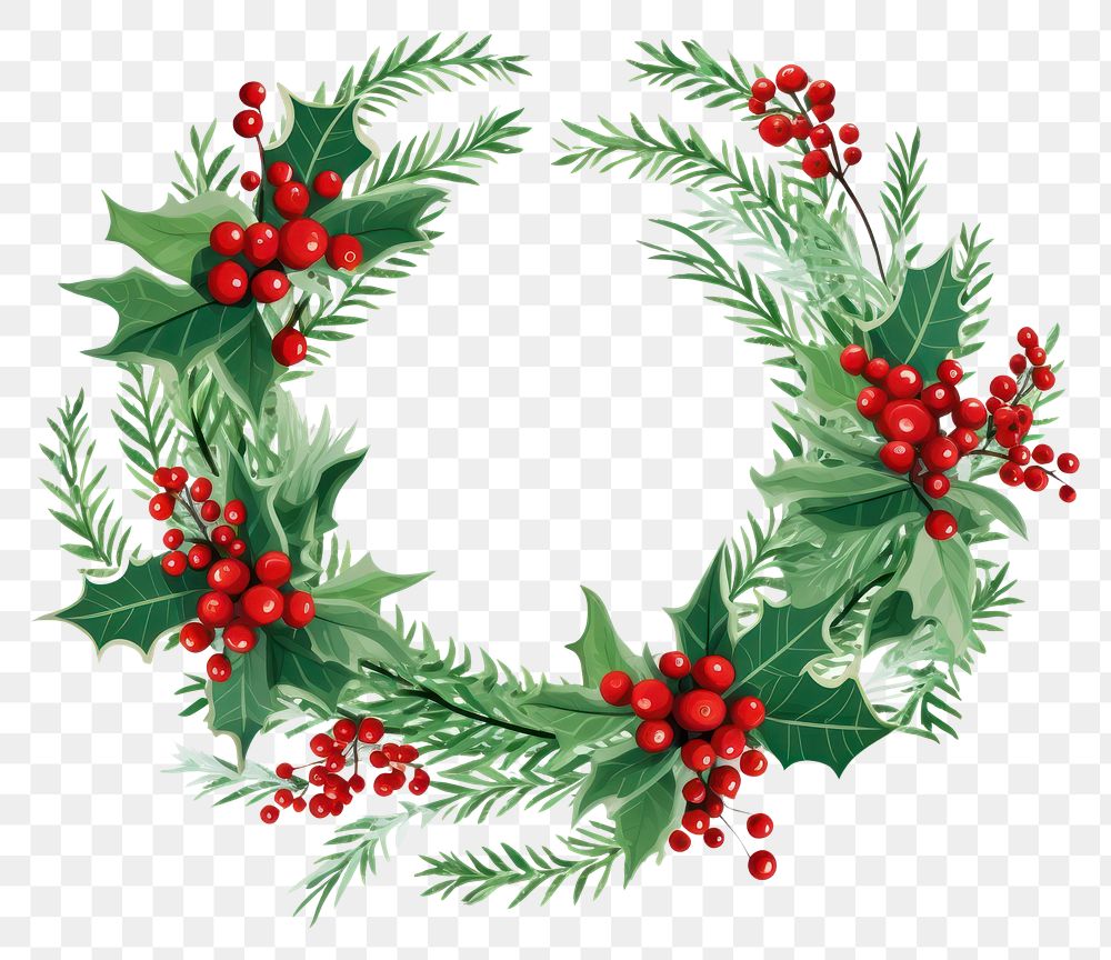 PNG Christmas wreath christmas plant white background. AI generated Image by rawpixel.