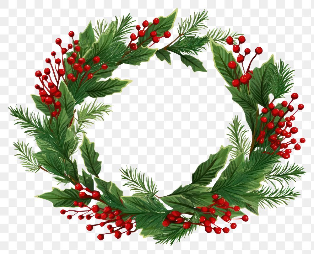 PNG Christmas wreath christmas plant white background. AI generated Image by rawpixel.