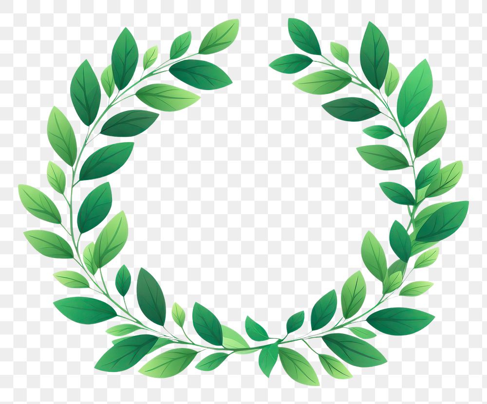 PNG Leafy wreath badge leaf green plant. AI generated Image by rawpixel.