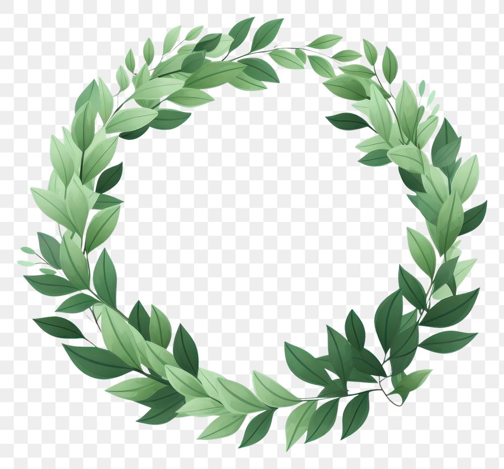 PNG Leafy wreath badge leaf green plant. AI generated Image by rawpixel.