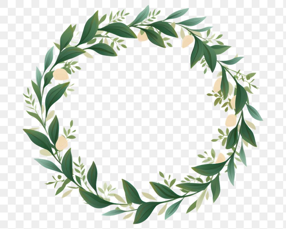 PNG Leafy square wreath badge leaf pattern plant. 