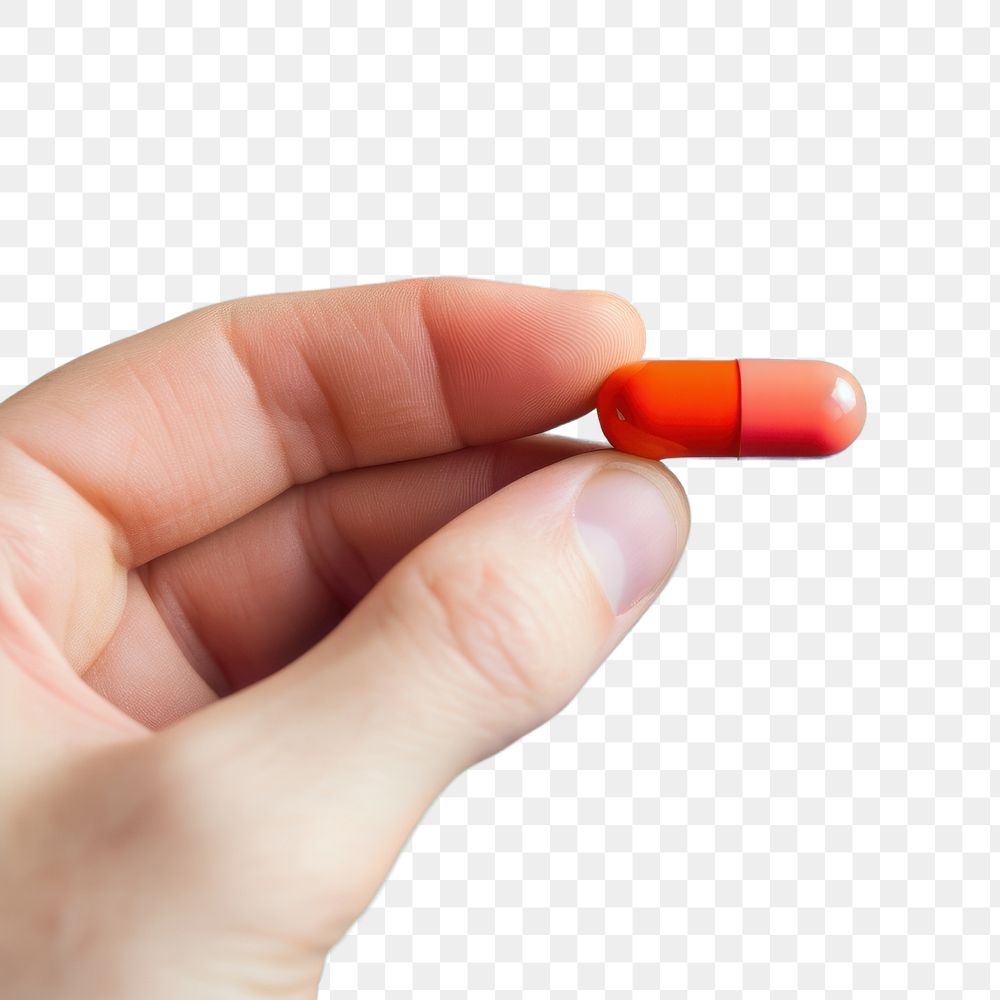PNG Hand capsule finger pill. AI generated Image by rawpixel.