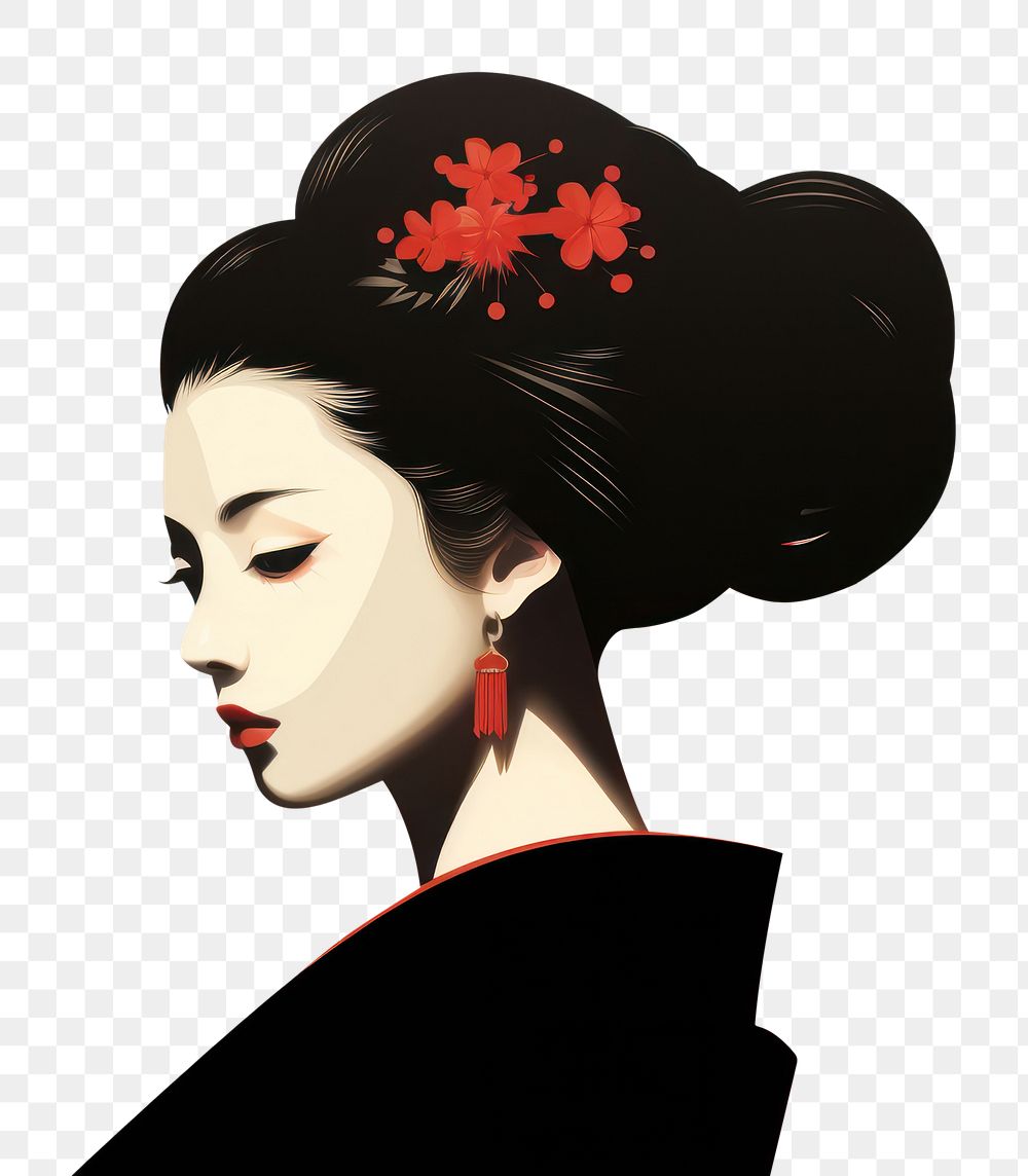 PNG Geisha portrait fashion adult. AI generated Image by rawpixel.