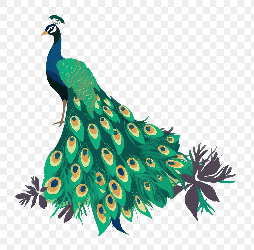 PNG Peacock wildlife animal green. AI generated Image by rawpixel.