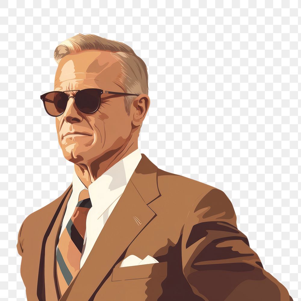 PNG Suit tie sunglasses portrait. AI generated Image by rawpixel.