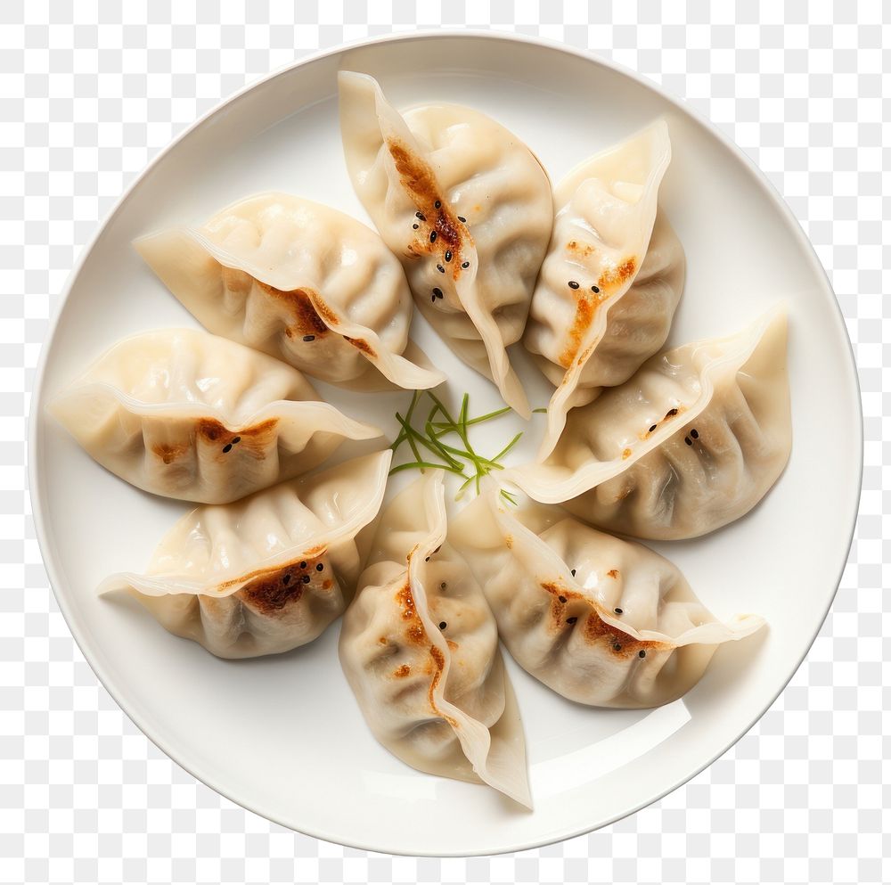 PNG Japanese style dumplings plate food meal. AI generated Image by rawpixel.