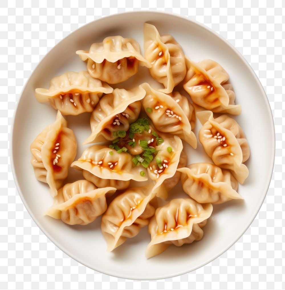 PNG Japanese style dumplings pasta plate food. AI generated Image by rawpixel.