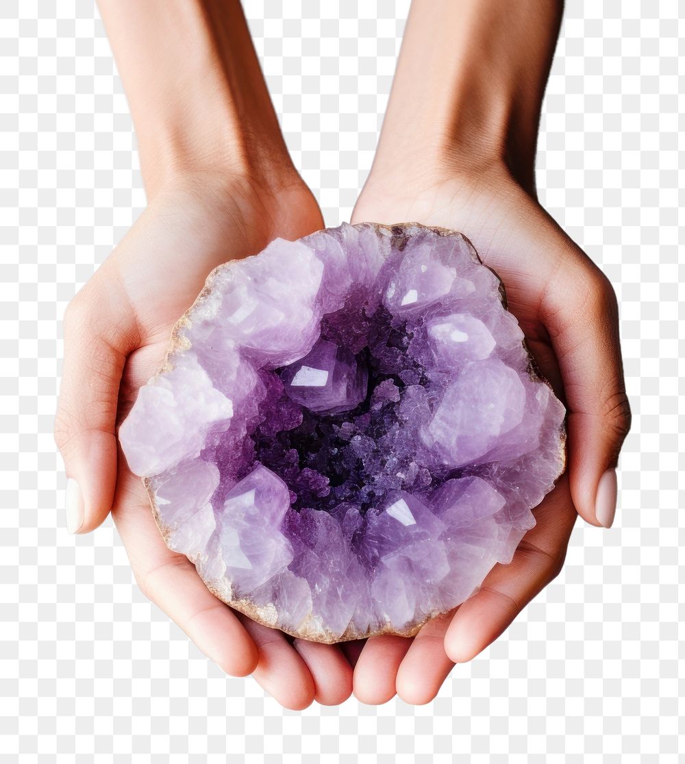 PNG Amethyst gemstone jewelry holding. AI generated Image by rawpixel.