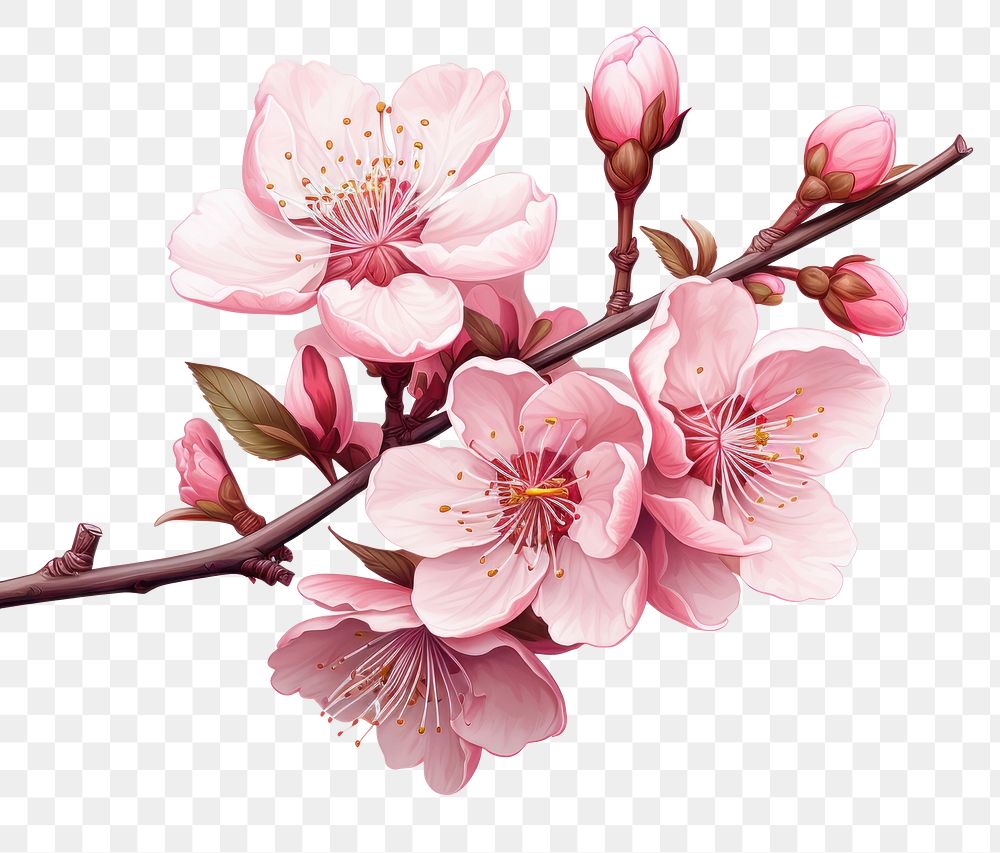PNG Cherry blossom flower petal plant. AI generated Image by rawpixel.
