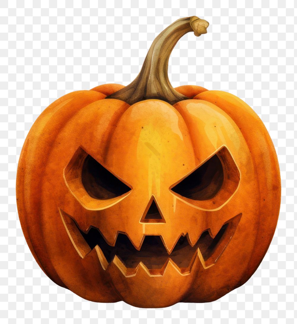 PNG Halloween pumpkin face anthropomorphic jack-o'-lantern. 