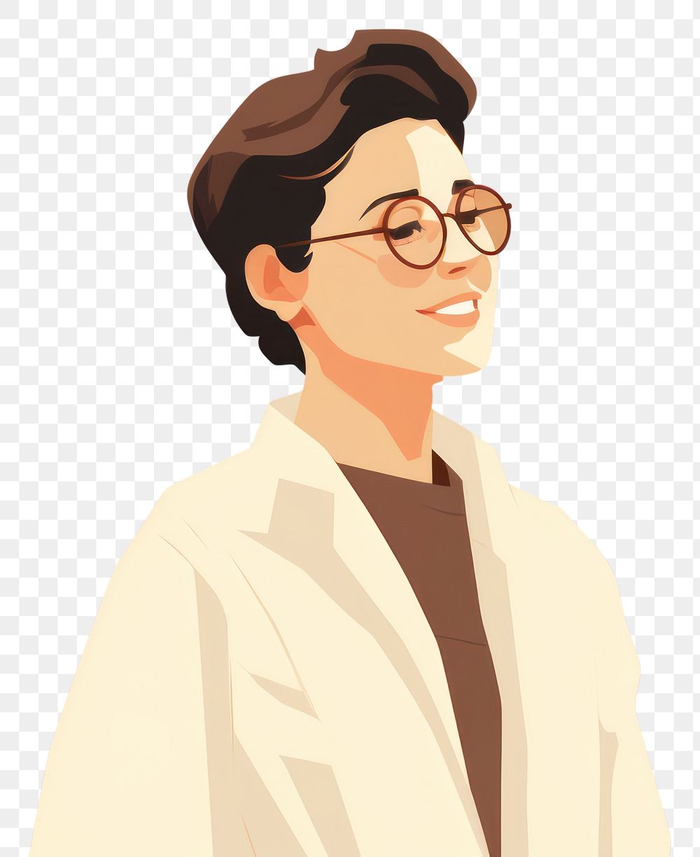 PNG Chubby doctor woman smiling glasses adult. AI generated Image by rawpixel.