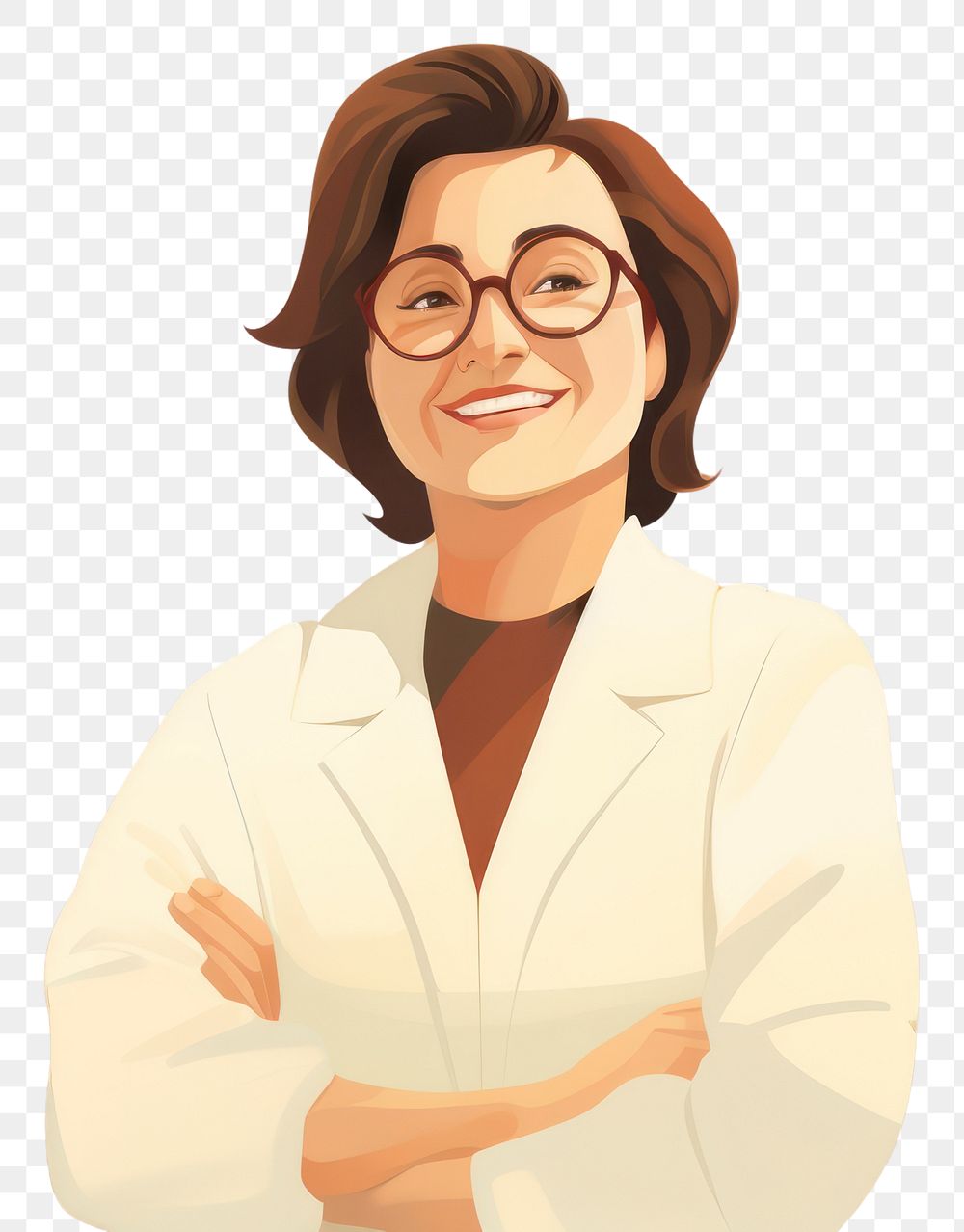 PNG Chubby doctor woman portrait smiling glasses. AI generated Image by rawpixel.