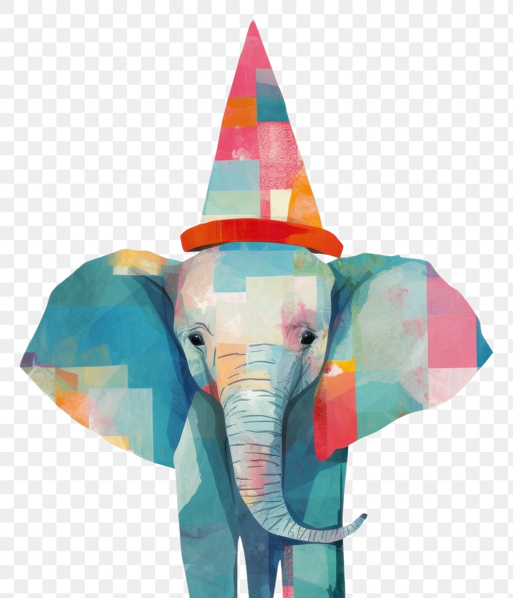 PNG Minimal simple elephant wearing party hat mammal animal representation. 