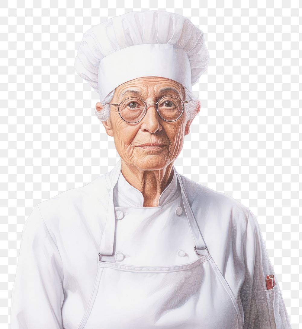 PNG Mature female chef portrait adult white background. AI generated Image by rawpixel.