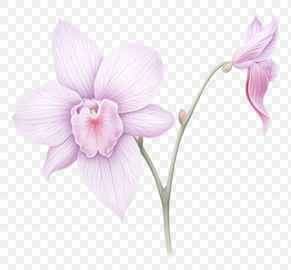 PNG Orchid flower drawing plant. AI generated Image by rawpixel.