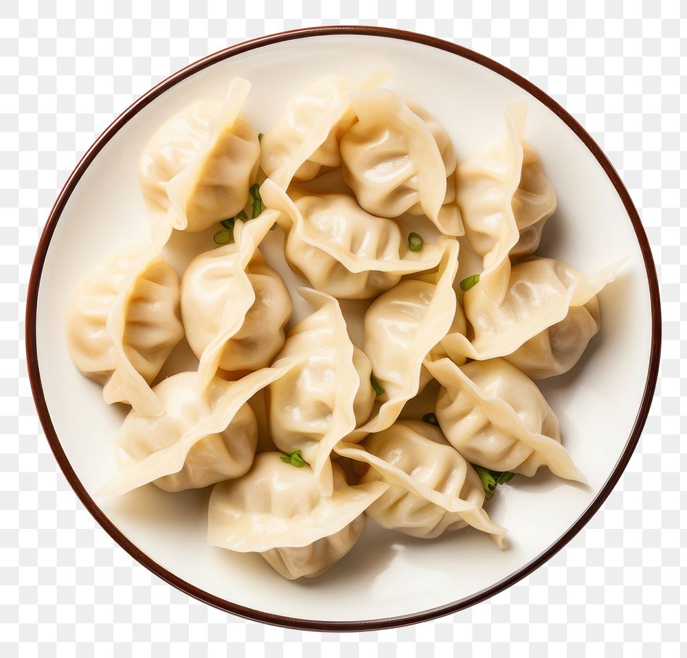 PNG Dumplings pasta plate food. AI generated Image by rawpixel.