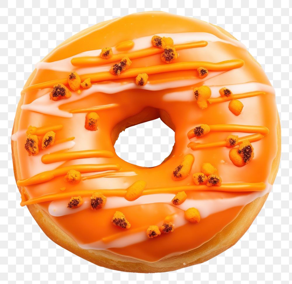 PNG Halloween donut orange bagel food white background. AI generated Image by rawpixel.
