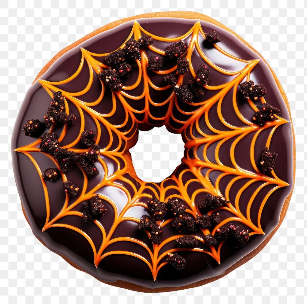PNG Halloween donut white background confectionery invertebrate. AI generated Image by rawpixel.