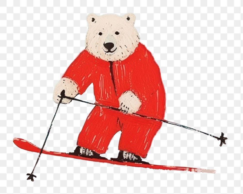 PNG Polar bear skiing sports nature mammal. AI generated Image by rawpixel.