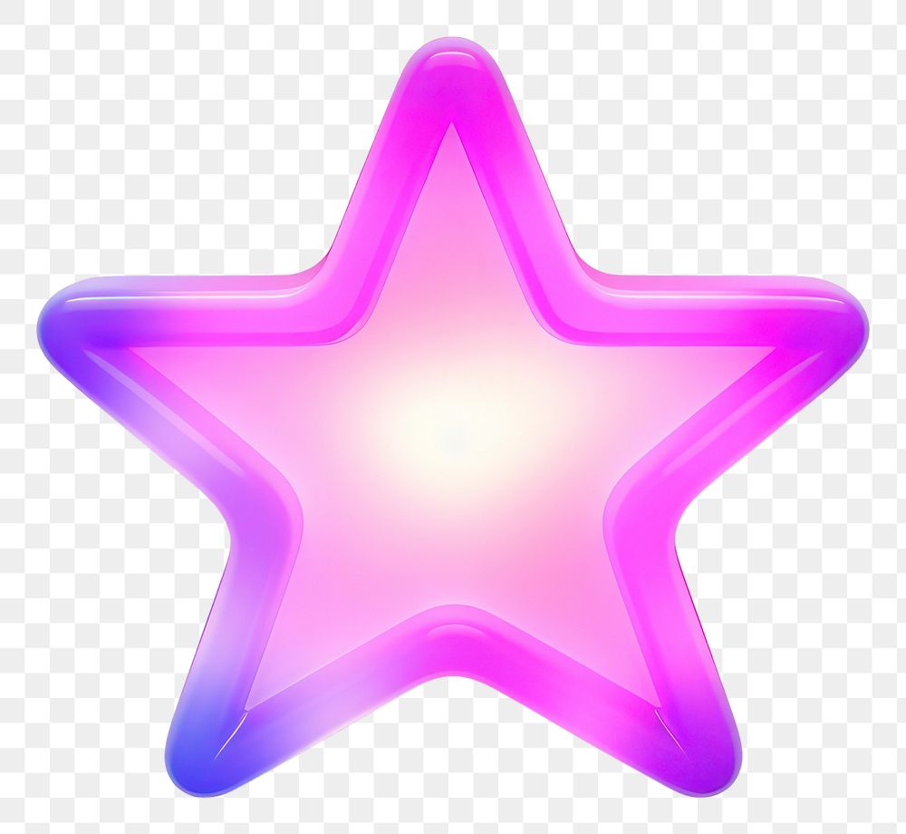 PNG Glossy neon star icon symbol white background illuminated. 