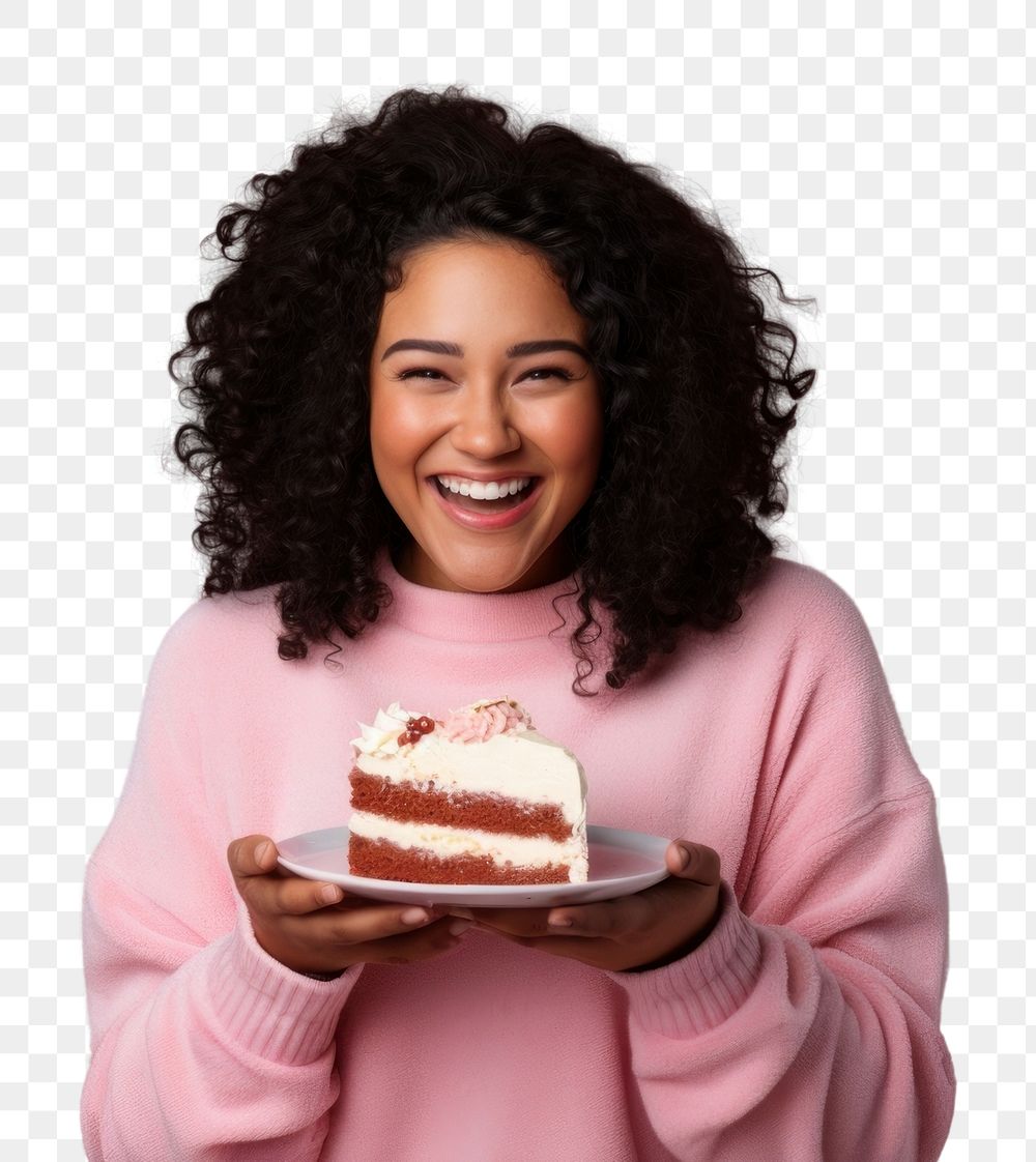 PNG Native woman smile cake dessert. AI generated Image by rawpixel.