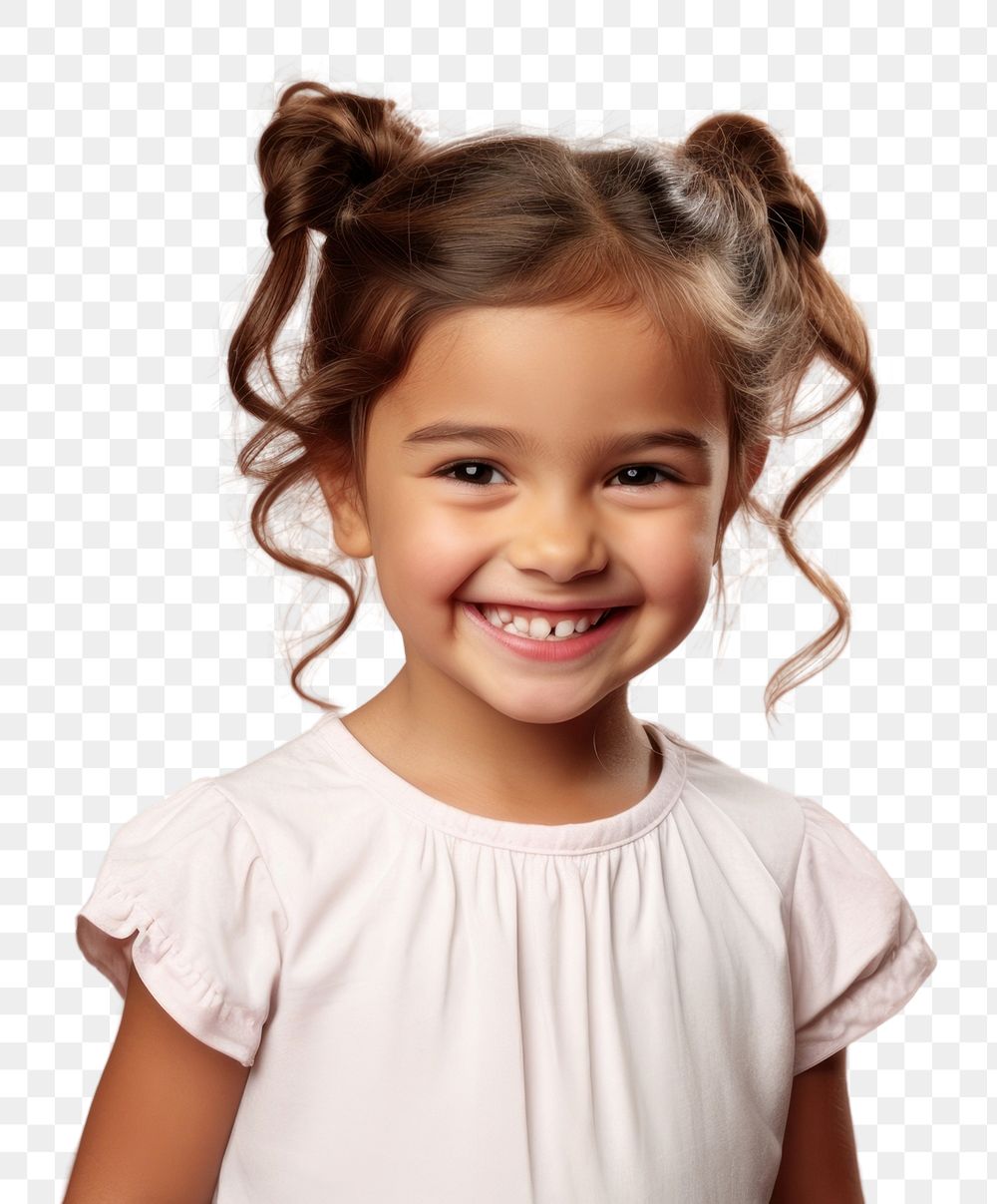 PNG Little girl hairstyle portrait smiling. 