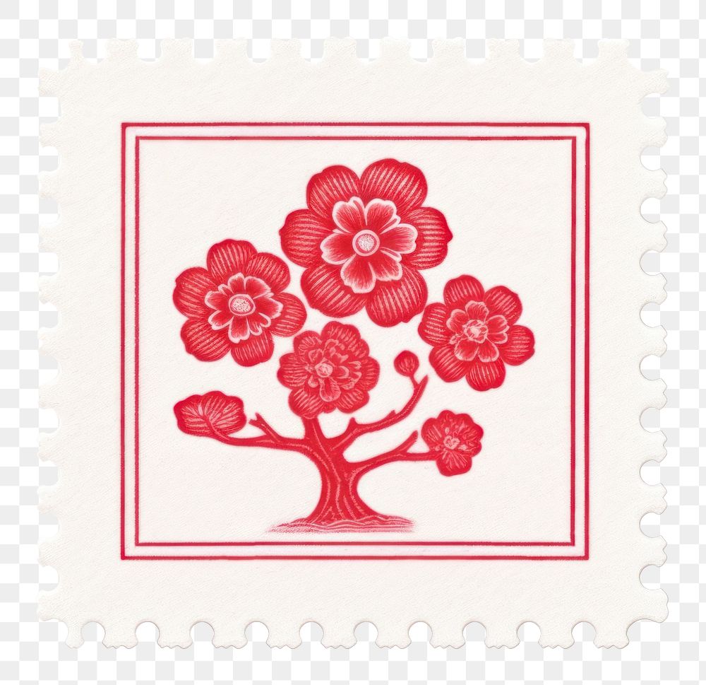 PNG Japanese stamp needlework embroidery rectangle. AI generated Image by rawpixel.