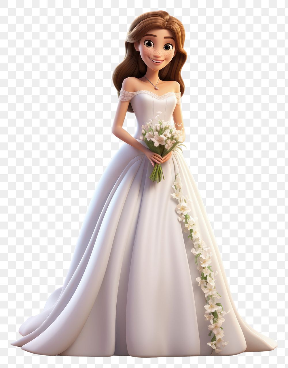PNG Wearing wedding dress figurine fashion cartoon. AI generated Image by rawpixel.