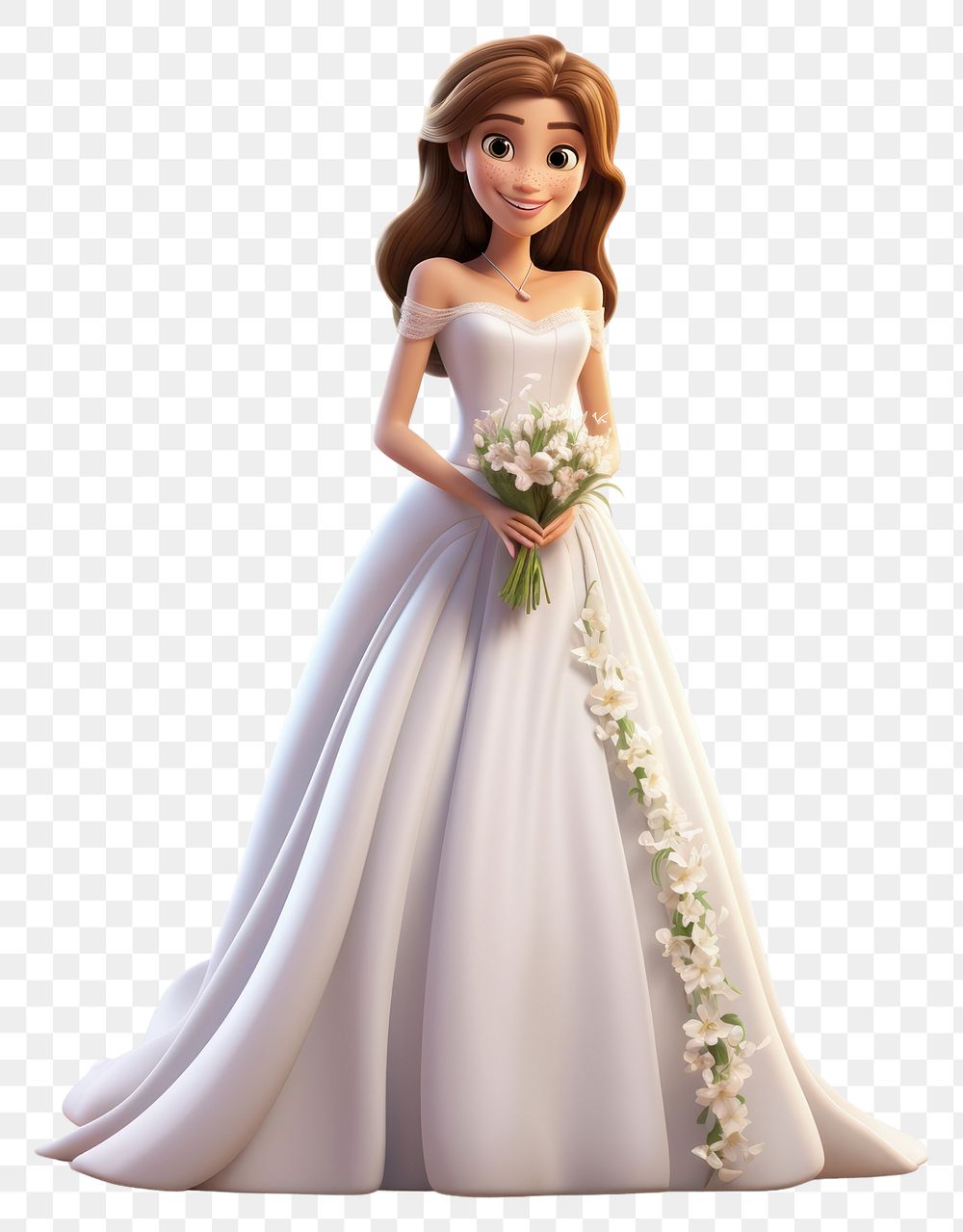 PNG Wearing wedding dress figurine fashion cartoon.