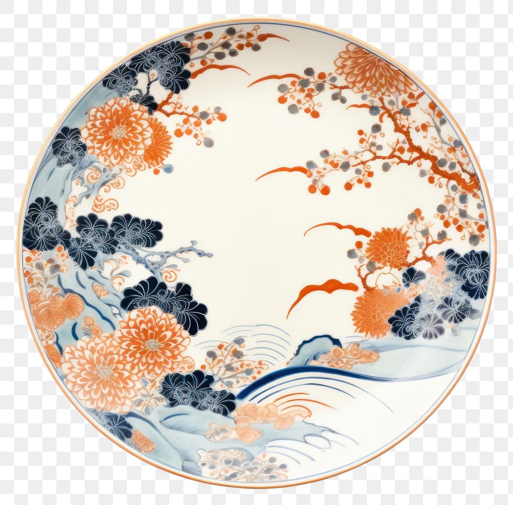 PNG Japanese plate porcelain platter art. AI generated Image by rawpixel.
