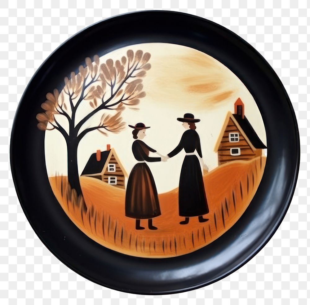 PNG Folk art tray painting plate. AI generated Image by rawpixel.