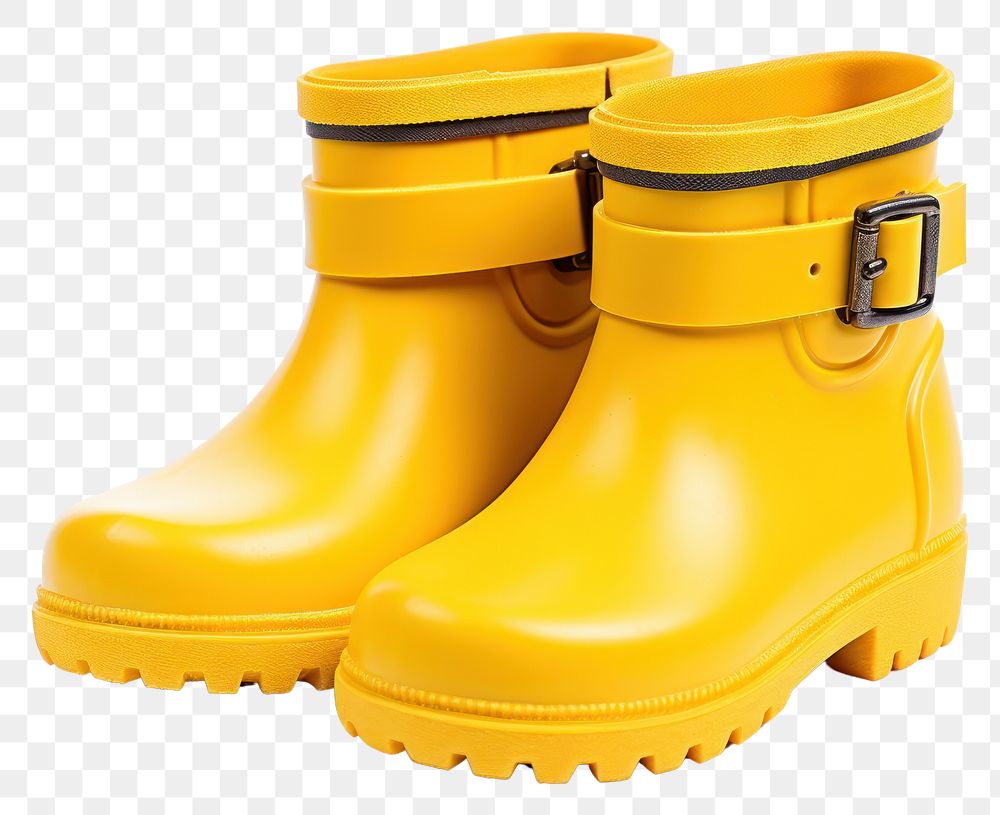 PNG Yellow rubber boots footwear shoe white background. AI generated Image by rawpixel.