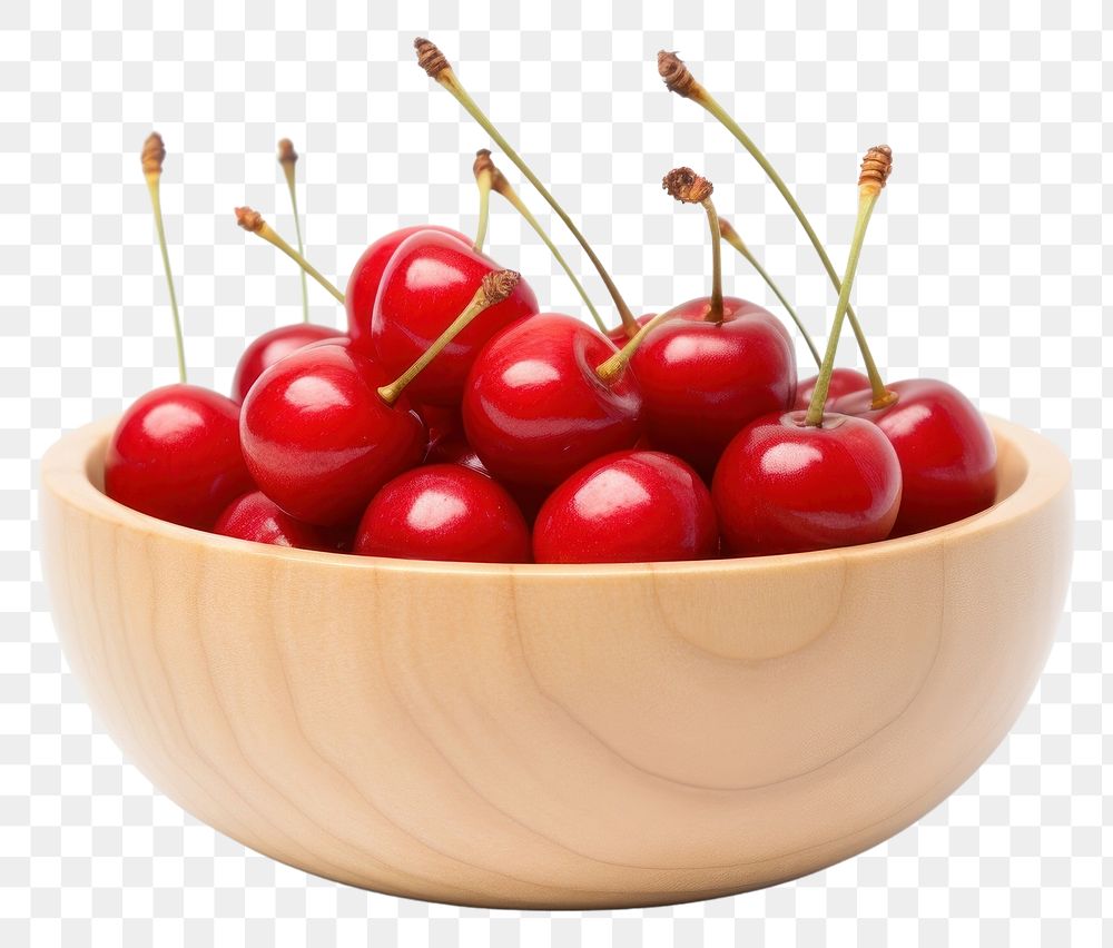 PNG Wooden bowl cherry fruit plant. 