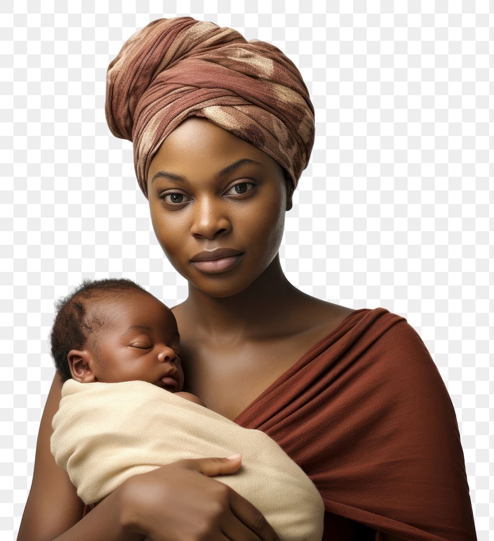 PNG Holding newborn baby portrait turban. 