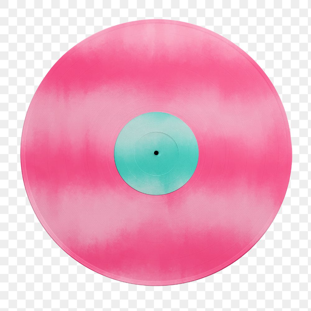 Pink vinyl png, music record, transparent background