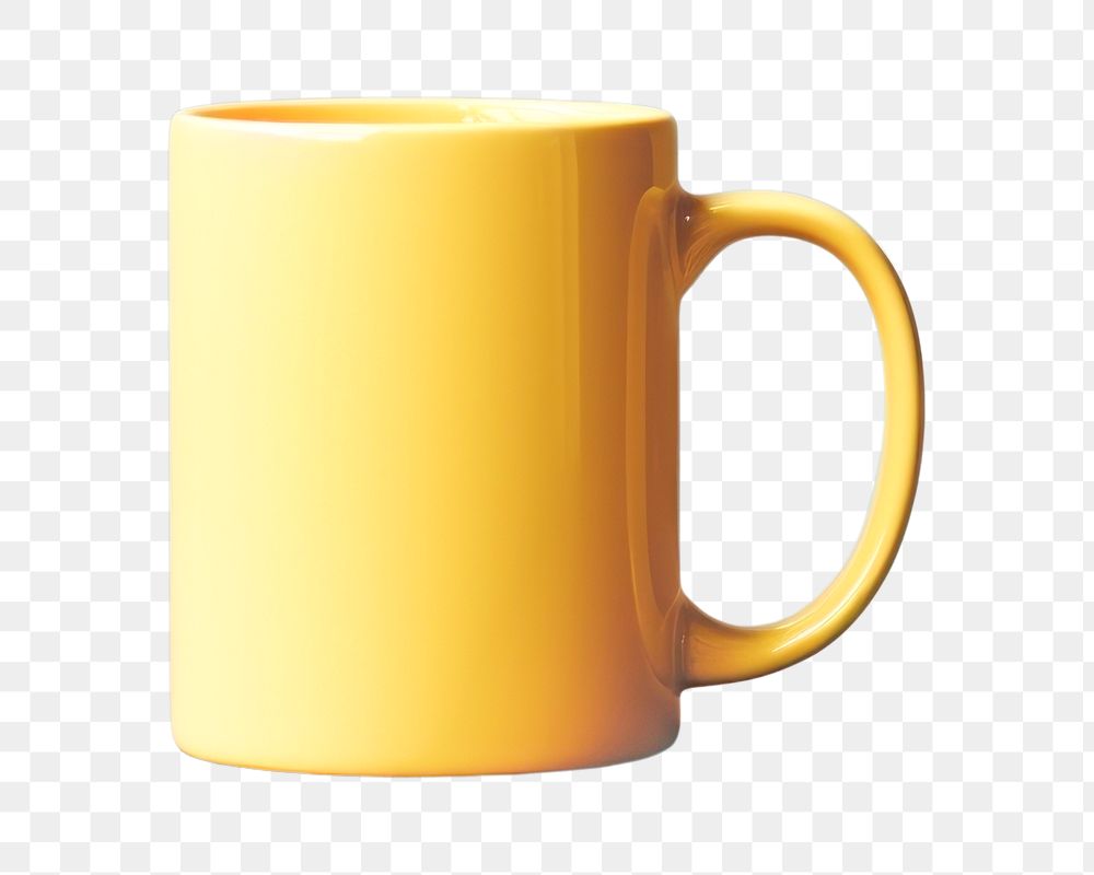 PNG Coffee mug yellow table. AI generated Image by rawpixel.