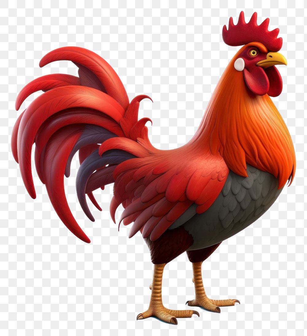 PNG 3d cartoon rooster chicken poultry animal. AI generated Image by rawpixel.