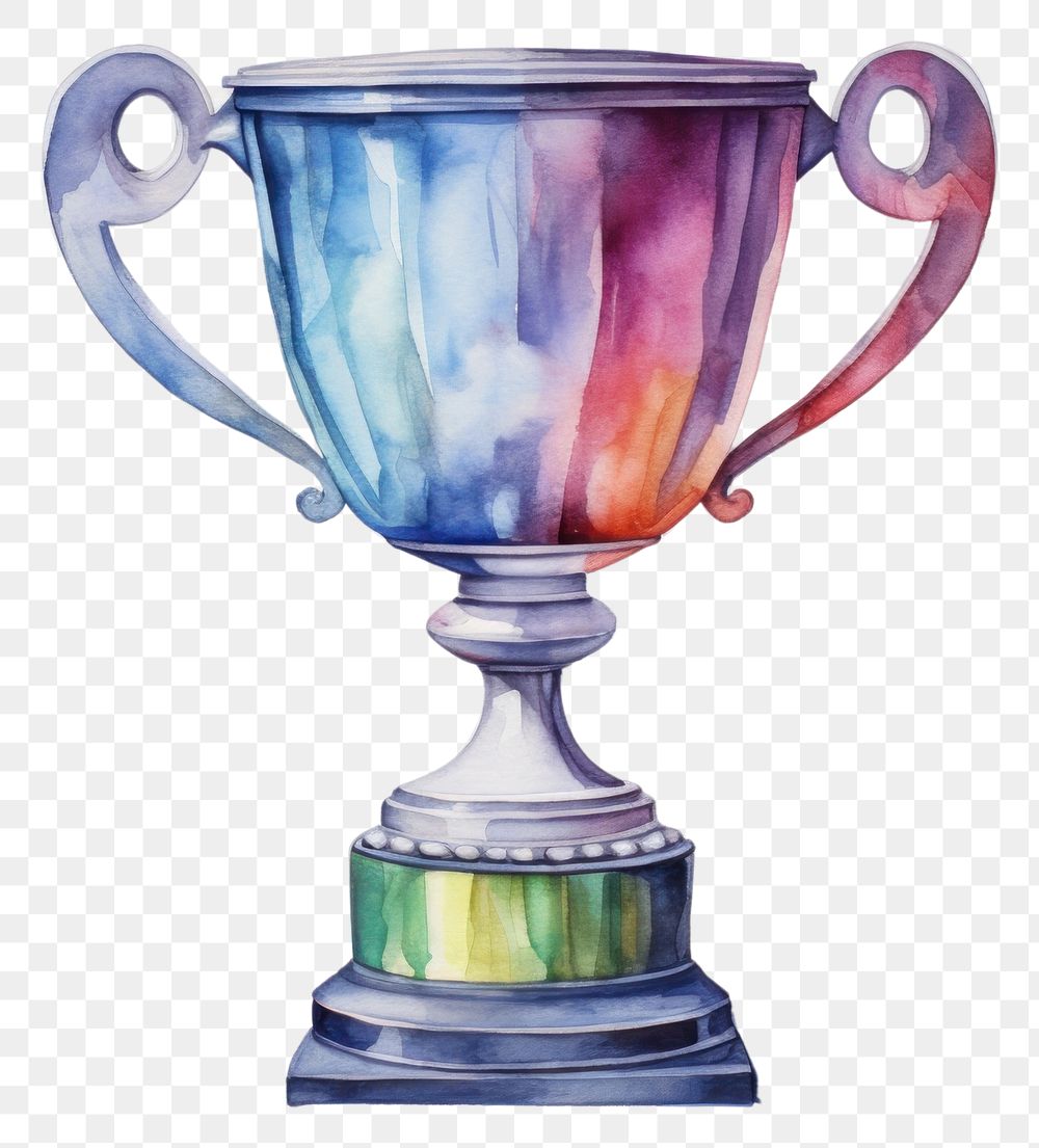 PNG Trophy watercolor glass achievement creativity. AI generated Image by rawpixel.