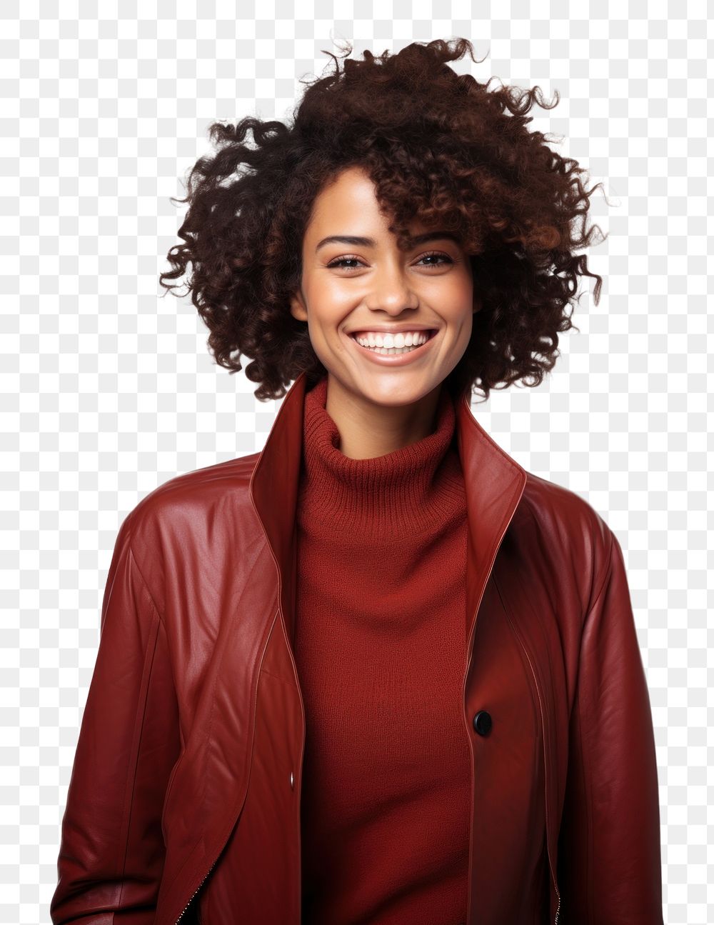 PNG Portrait fashion smiling jacket. AI generated Image by rawpixel.