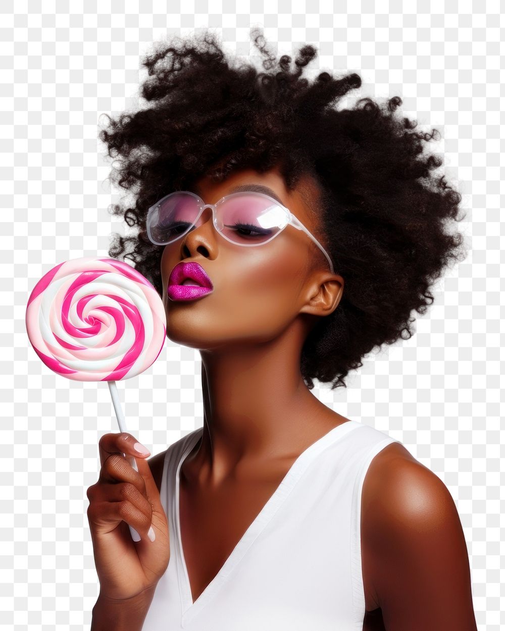 PNG Black woman eating lolipop lollipop adult food. AI generated Image by rawpixel.