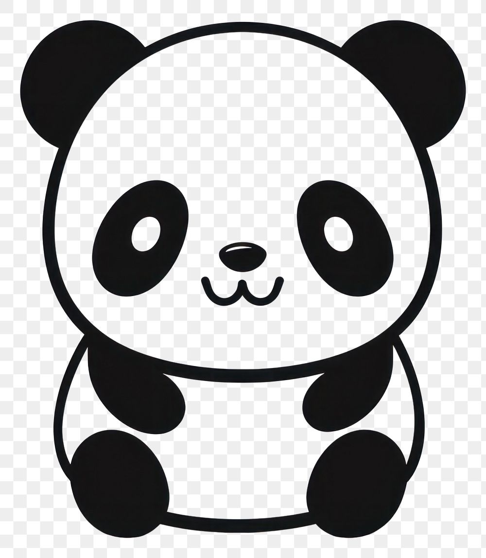 PNG Panda black white cute. 