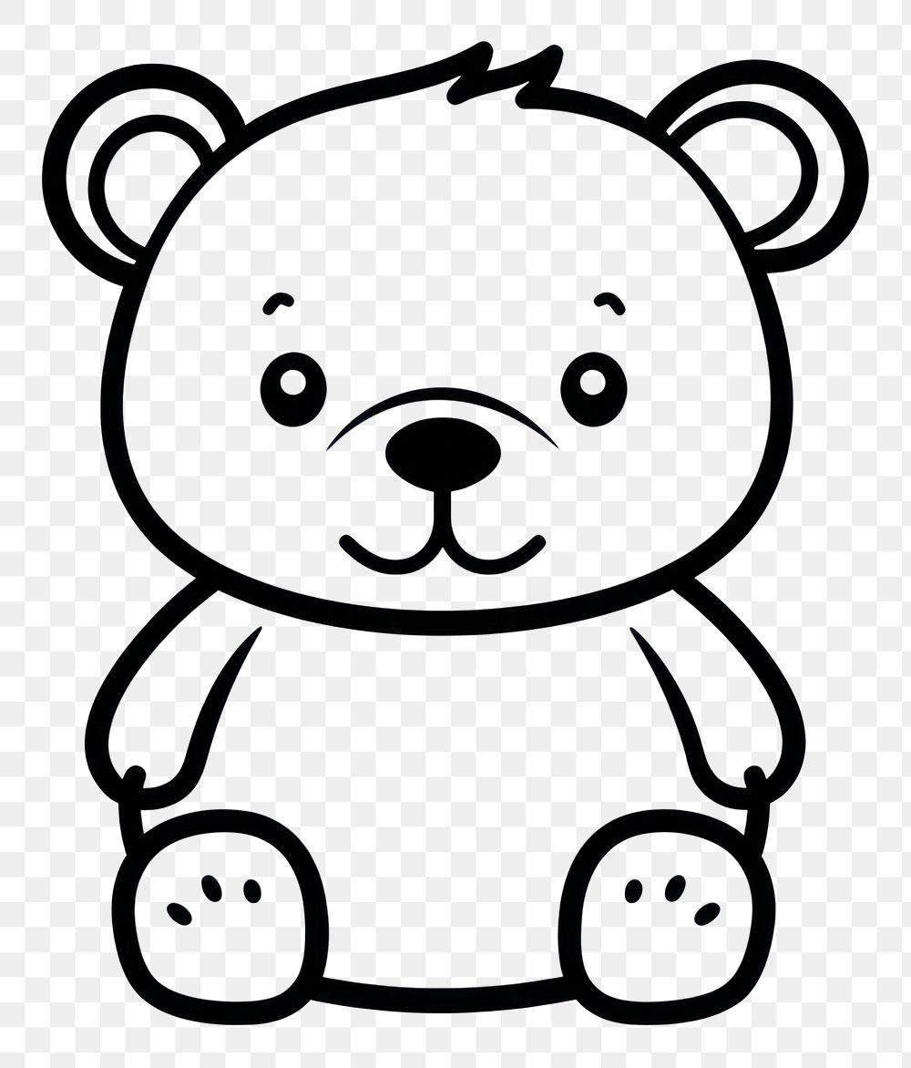 PNG White black line bear. AI generated Image by rawpixel.