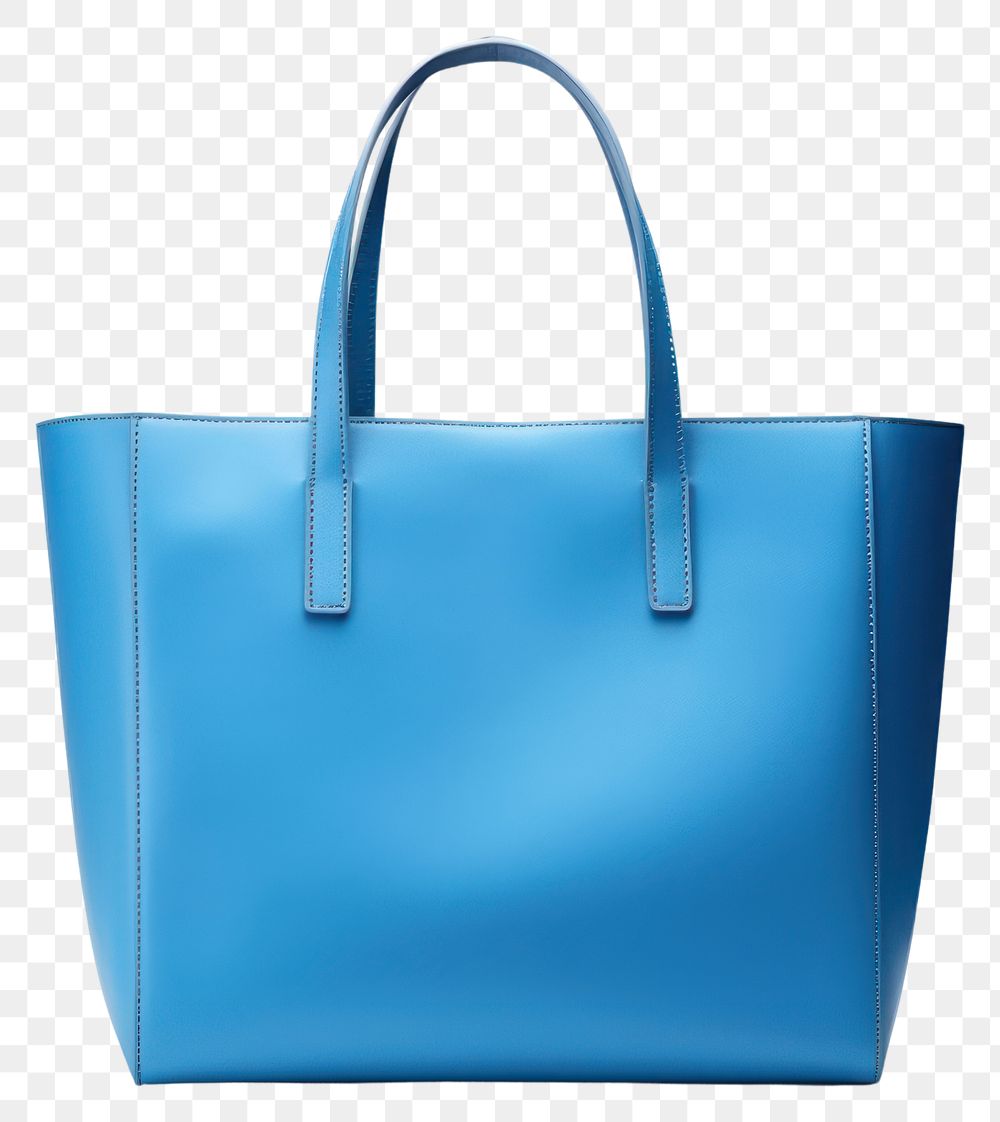 PNG Blue plain tote bag handbag accessories turquoise. 