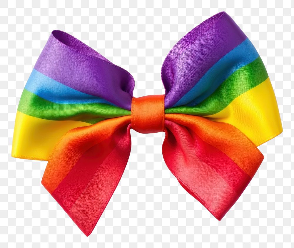 PNG  Pride month ribbon bow white background. AI generated Image by rawpixel.